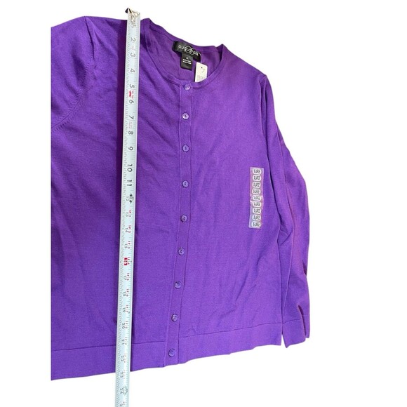 August Silk Women’s XL Purple Brocade Button Up Cardigan Sweater NWT Silk Blend - Picture 4 of 11